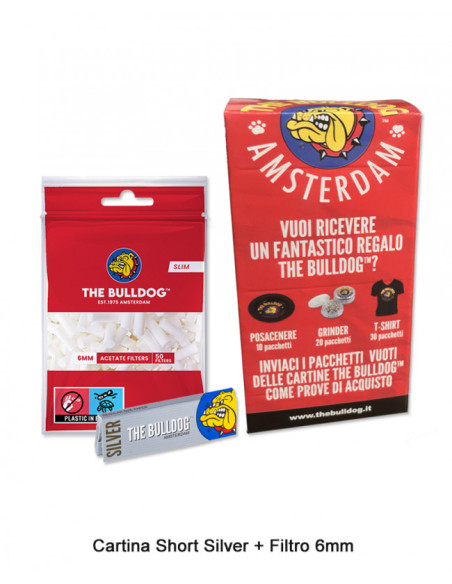 THE BULLDOG ASTUCCIO CART. SHORT SILVER + FILTRI 6mm 100 pz
