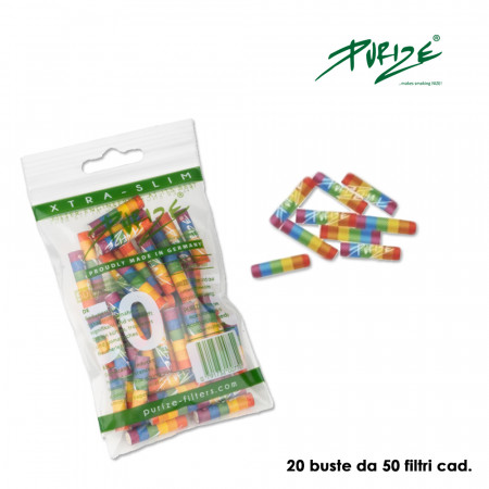 PURIZE CARBONI ATTIVI XTRA SLIM RAINBOW BUSTA 20x50pz