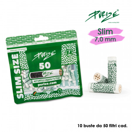 PURIZE CARBONI ATTIVI SLIM WHITE BUSTA 10x50pz