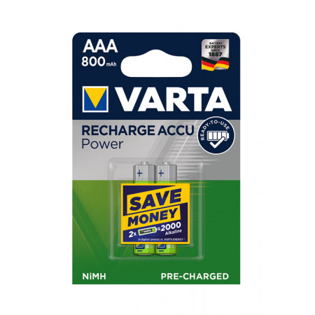 BATT.RIC. MINIS. 2x 800mAh NiMH 1,2v HR03 VARTA